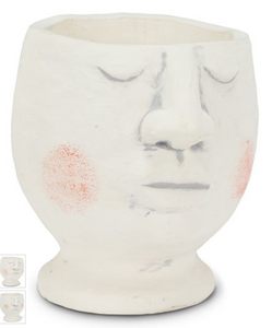 White rosey cheek face plant pot